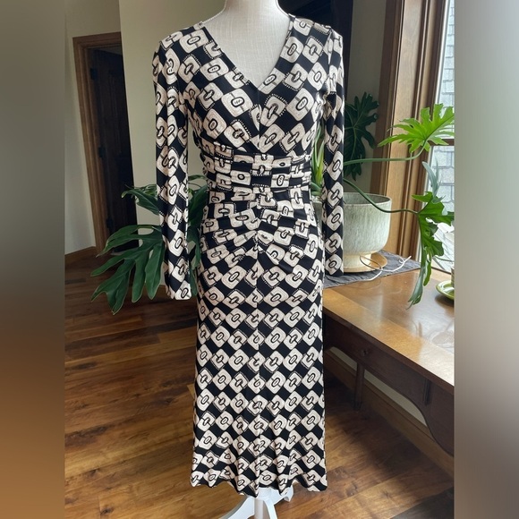 DVF Diane Von Furstenberg Timmy Midi Dress Chain Geometric Print - Picture 4 of 14